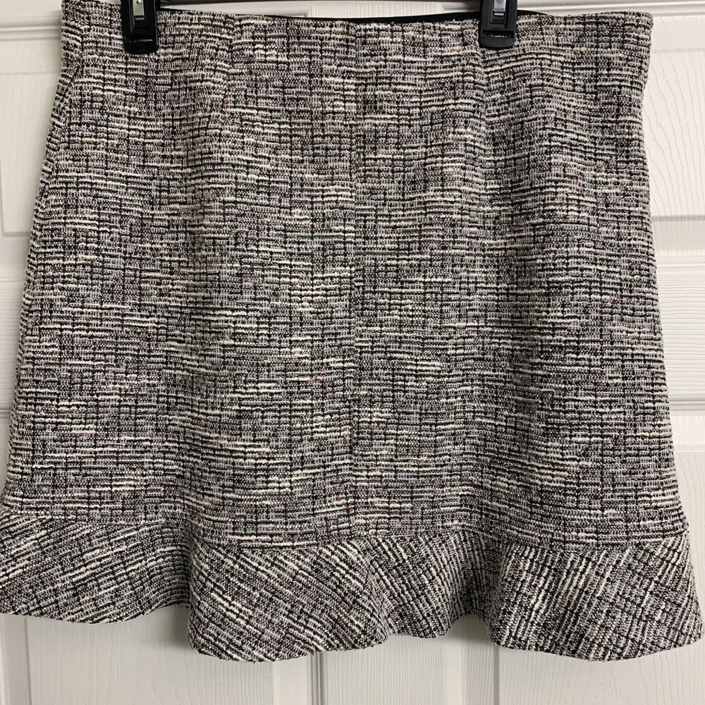 NWT Loft L/P Tweed Woven Ruffle‎ Metallic Cotton Midi Skirt